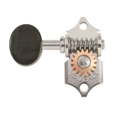 Waverly Guitar Tuners with Ebony Knobs, for Solid Pegheads, Nickel, 3L/3R for sale
