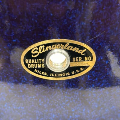 Slingerland 8 Lug Snare Drum 12/1965 - Deep Blue Sparkle image 2