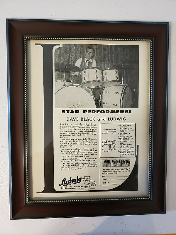1958 Ludwig Drums Promotional Ad Framed Dave Black Original image 1