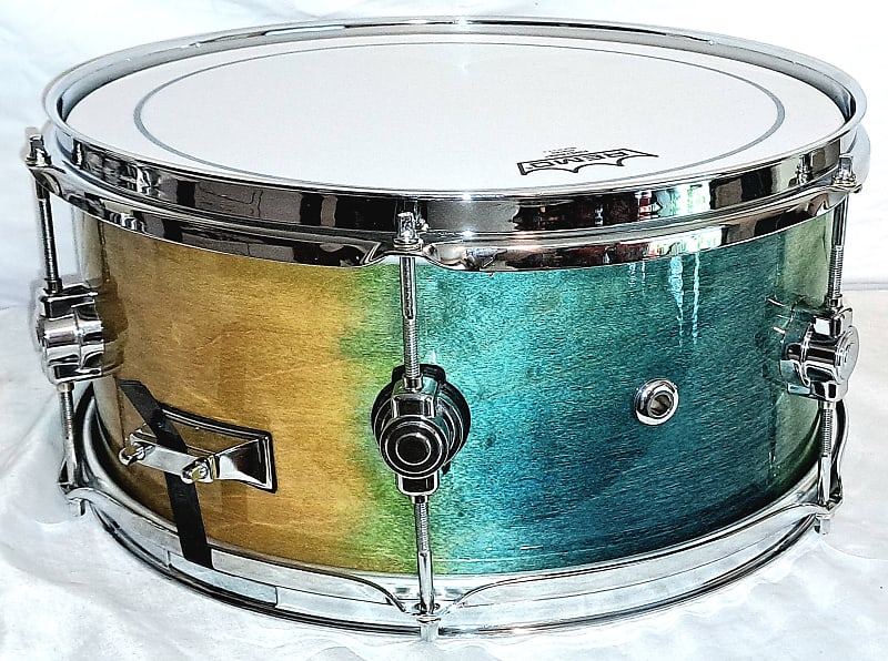 MARTIAL PERCUSSION HANDCRAFTED 14 x 6.5" MAPLE SNARE DRUM 2023 - TIEDYED DENIM LACQUER imagen 1