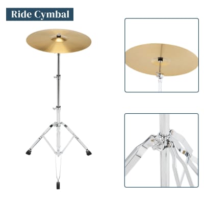 MCH Full Size Adult Drum Set 5-Piece Black with Bass Drum, two Tom Drum, Snare Drum, Floor Tom, 16" Ride Cymbal, 14" Hi-hat Cymbals, Stool, Drum Pedal, Sticks 2020s image 6