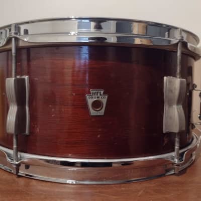 Vintage 1940s WFL No. 490 Supreme Concert Model 6.5x14" Snare Drum in Mahogany Lacquer image 1
