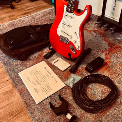 Haar Trad S Stratocaster 2018 - Fiesta Red Light Aged - Kloppmann Real 65 Set image 2