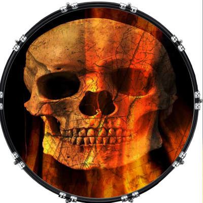 20 Custom Bass Kick Drum Front Head Graphic Graphical Skull Flamey 1