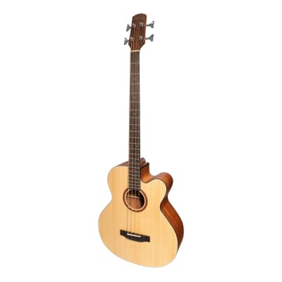Martinez 'Natural Series' Solid Spruce Top Acoustic-Electric Cutaway Bass Guitar (Open Pore) for sale