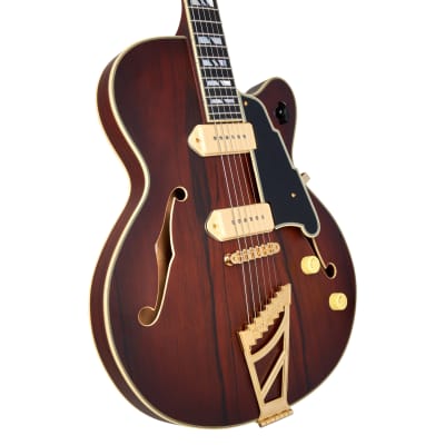 D'Angelico Deluxe SS Fully Hollow Single Cutaway Satin Brown Burst image 3