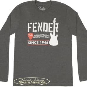 Fender Long-Sleeved Men Fender Industrial Logo Print T-Shirt 100% Cotton, Gray Extra Large image 1