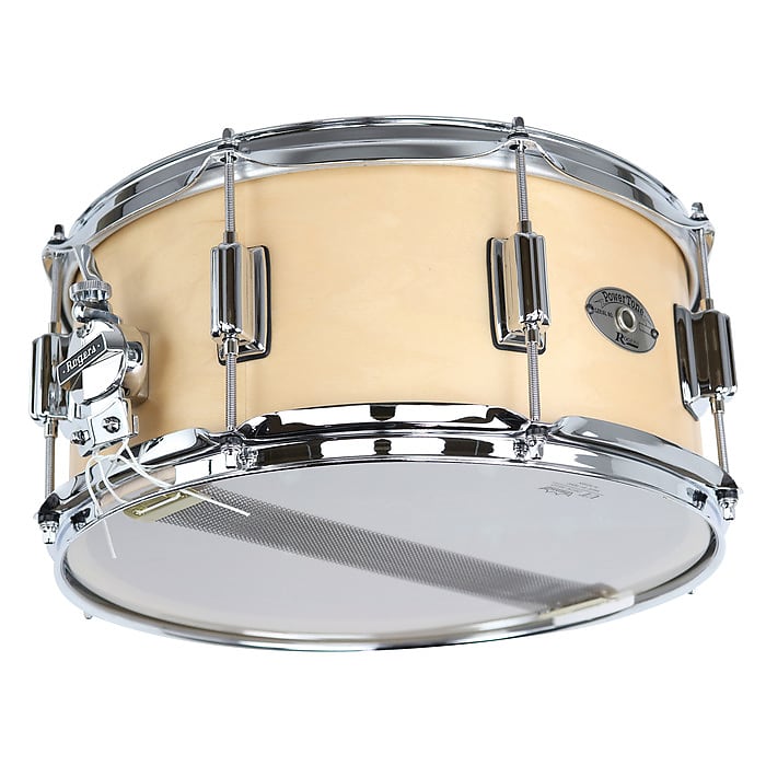 Rogers Powertone Wood Shell Snare Drum 14x6.5 Satin Natural image 1