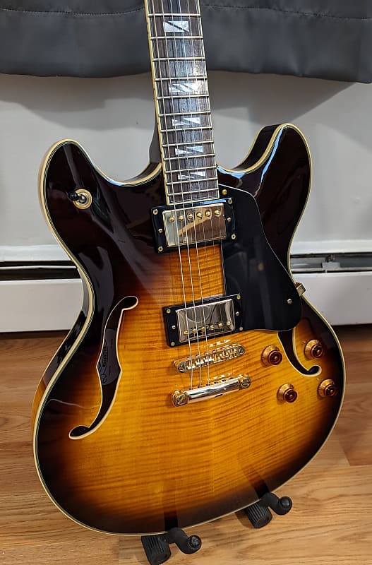 Washburn HB-35 (ES-335 style) Semi-Hollow Electric Guitar Sunburst - HSC -  Upgraded Pickups