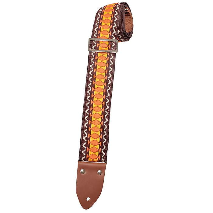 Henry Heller HVDX-03 Vintage Deluxe Reissue Guitar Strap Jacquard Weave With Brown Poly Backing image 1