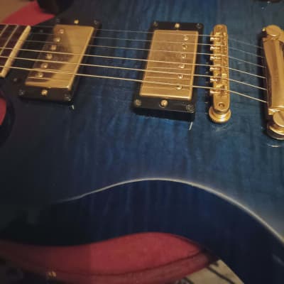 Gibson SG Elegant 2018 - Blue maple flame top with abalone inlays. for sale