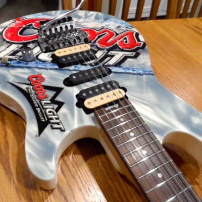 Peavey HP Special Custom Coors Light Beer Edition Hartley Peavey Signature Series Floyd Rose 3 Pickup Humbucker Single Coil Whammy Tremolo Bar Tremelo Graphic Art Paint One-of-a-kind Electric Guitar image 2
