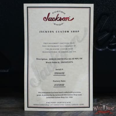 Jackson USA Custom Shop Signature Adrian Smith San Dimas SDM Maple Fingerboard Snow White image 12