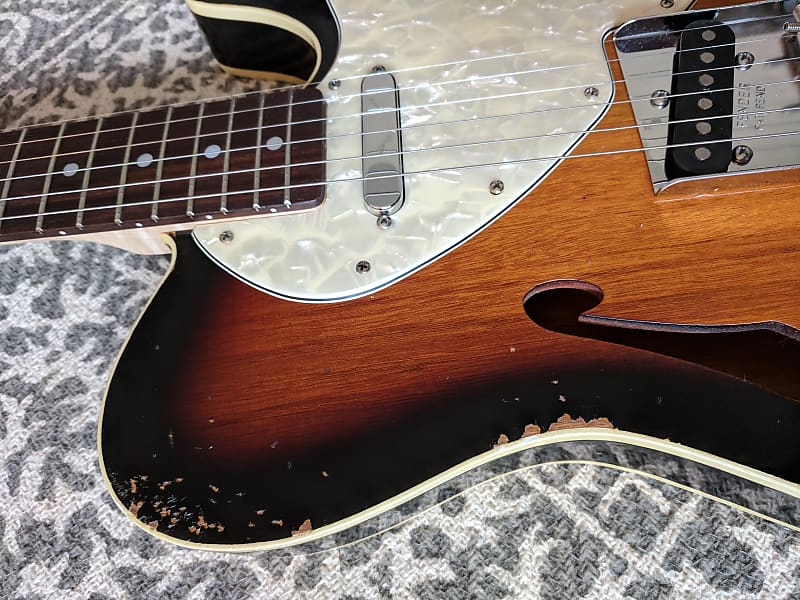 MJT Thinline Telecaster style Tele Custom Aged Vintage Burst