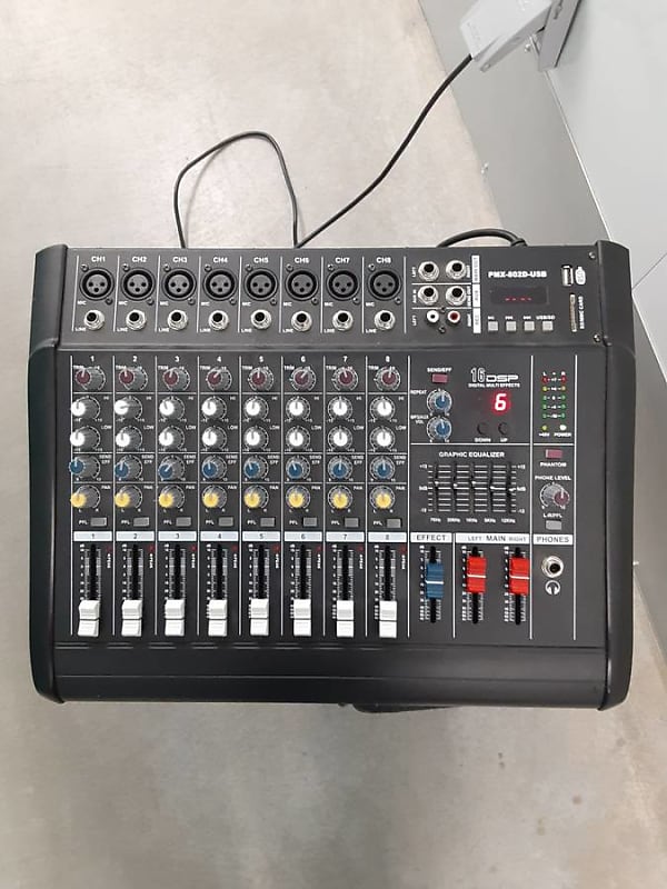 DSP PMX-802D-USB 8 Channel Professional Powered Mixer black | Reverb