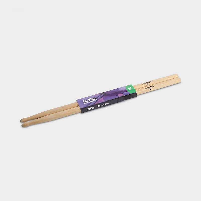 On-Stage Maple Drum Sticks - 7A Wood Tip - Single Pair image 1