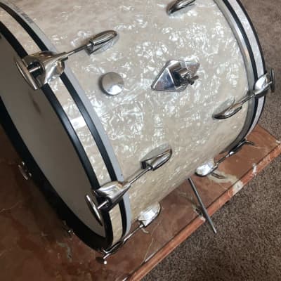 Gretsch Vintage Round Badge Bass Drum 14x20 1960s - White Marine Pearl image 2
