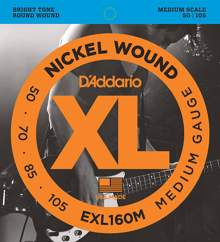 D'Addario EXL160M Nickel Wound Bass Guitar Strings, Medium, 50-105, Medium Scale image 1
