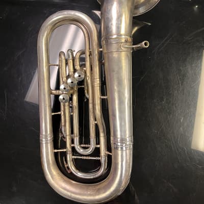 1951 C.G. Conn 22I 4-Valve "Fast/Short Action Valve" Bell-Front Silver-plated Bb Euphonium image 2