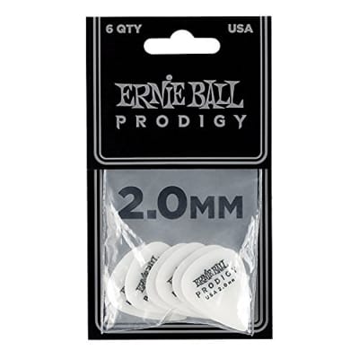 Ernie Ball Prodigy 2.0mm White Guitar Picks - 6 Pack, P09202 image 1