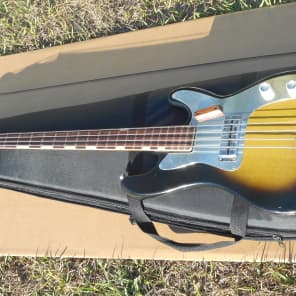 Very Cool Vintage Zim Gar EB1 Bass Guitar 1960s Sunburst Japan Teisco image 3