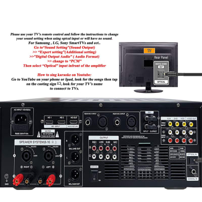 3000W Karaoke System w/ Bluetooth, Optical, HDMI ARC, Dual 1200W Speakers, & Wireless Microphones image 3