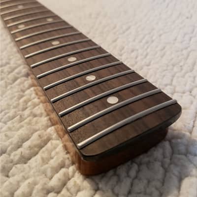 You never felt frets like this. Bottom price on a USA Roasted flame maple neck. NO fret tangs,Rounded edges. Dark Rosewood fingerboard..Made for a Strat body # MPS-39R image 3