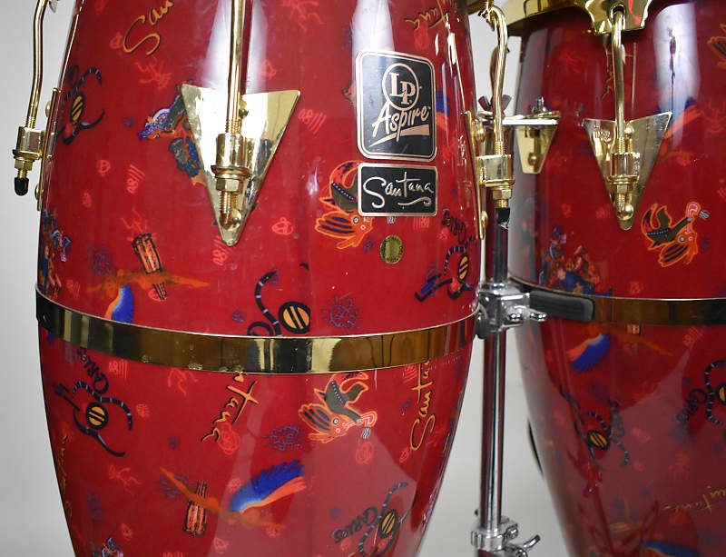 LP Aspire Santana Red Congos w stand/ Bongos 2000's Red | Reverb