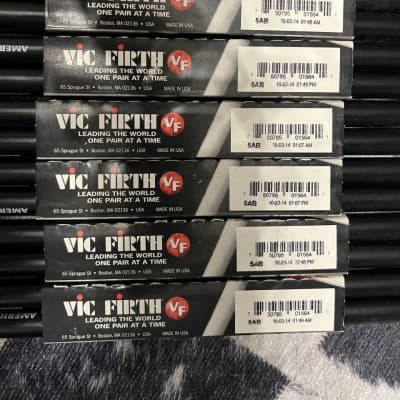 6 PAIRS Vic Firth American Classic Hickory - Black 5A Drumsticks Drum Sticks NEW OLD STOCK image 4