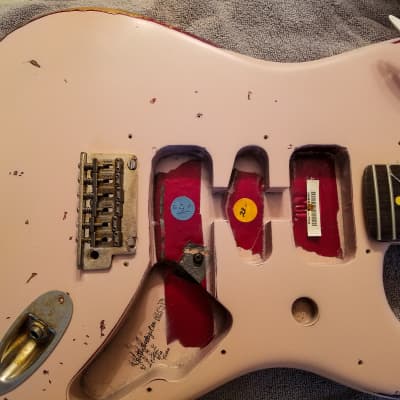 American Fender Stratocaster Standard  Shell Pink Over Candy Apple CS Fat 50's image 23