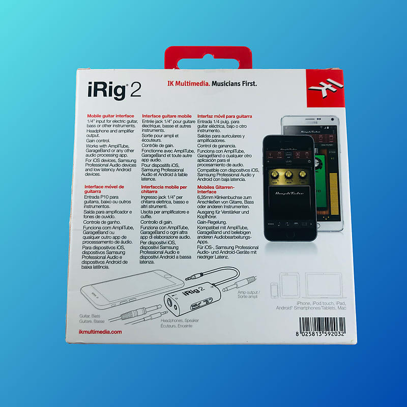 IK Multimedia iRig 2 Guitar Interface for iOS, Mac and Select Android  Devices