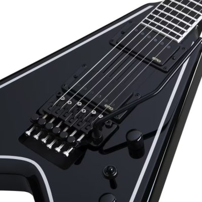 Schecter RavenDark V FR Abbath Signature Gloss Black with Silver Pinstripes image 5