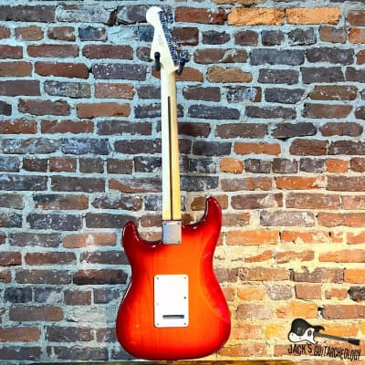 Fender MIM Deluxe Stratocaster Plus HSS iOS w/ Flame Maple Top (2015 - Aged Cherryburst) image 9