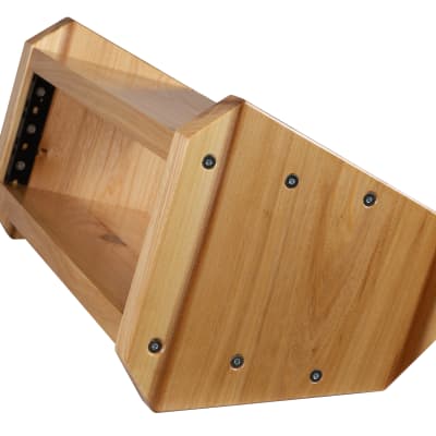 Chunky desktop rack solid Elm  wood  trapeze 19"  2U size. image 6