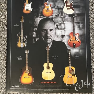 Mark Knopfler Signed limited, edition Lithograph concert poster 2010 get lucky world tour  - Black rare for sale