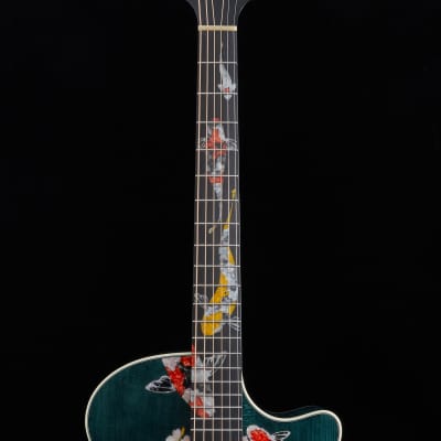 Hsienmo KOI Fish Aqua Blue Full Solid Acoustic Guitar with hardcase image 14