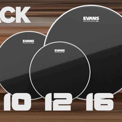 EVANS BLACK CHROME ROCK TOM HEAD PACK, 10, 12 & 16 DRUM HEADS for sale