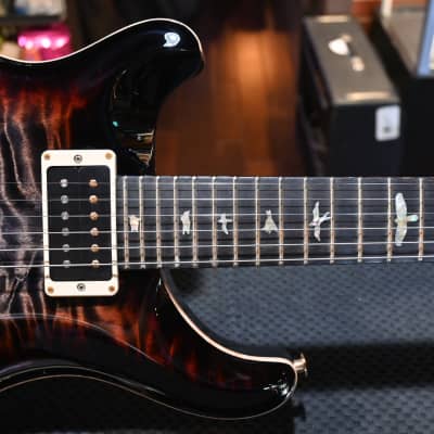 PRS Wood Library Custom 24 Lefty 10-Top Quilt One Piece Top Charcoal Tri-Color Burst #0411 image 6