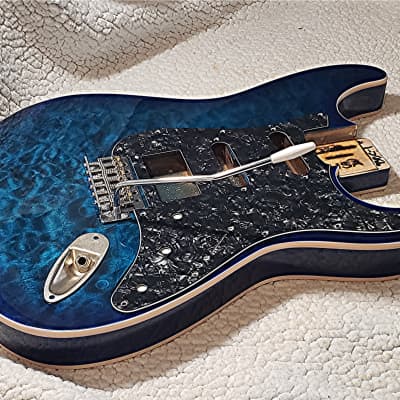 USA made,Double bound Alder body in Blueberry clouds with beautiful quilt maple top.Made for a Strat body# BBC-1. image 8