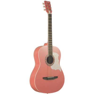 New Johnson JG-100-PK Student 6-String Dreadnought Acoustic Guitar, Pink for sale