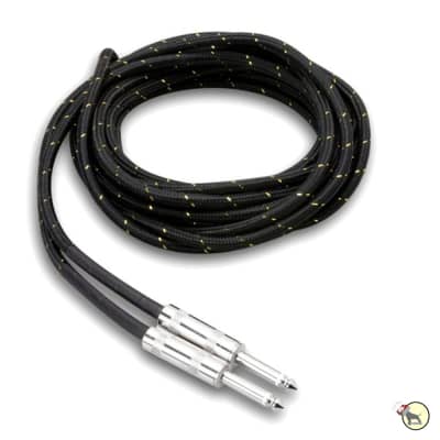 Hosa 3GT-18C4 Cloth Guitar Cable Straight to Same Black/Gold (18ft) image 2