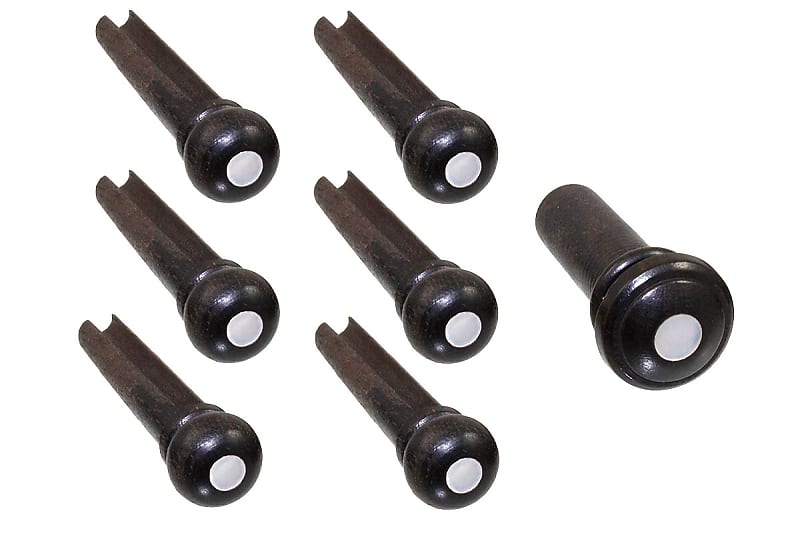 Slotted Ebony Bridge Pins W/ Mother of Pearl Dot (6 pc) image 1