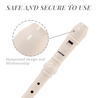 Soprano Recorder For Kids Beginners, 8 Hole Plastic German Fingering Flute Recorder 3 Piece With Cleaning Stick, Cotton Pouch, Fingering Chart, Colorful Box (Ivory) image 3