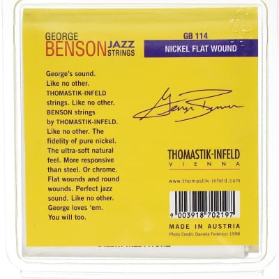 Thomastik-Infeld GB114 Jazz Guitar Strings: George Benson 6 String Set - Pure Nickel Flat Wounds E, B, G, D, A, E Set image 2
