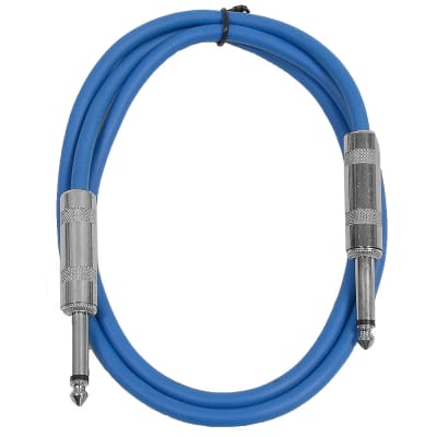 SEISMIC AUDIO - Blue 1/4" TS 3' Patch Cable - Effects - Guitar - Instrument image 1