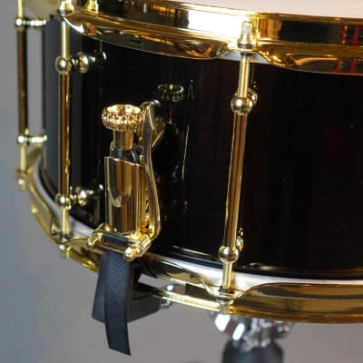 McIntyre Drum Co 6.5x14" Hot Rolled Blackened Steel Snare Drum, Black Sparkle w/Brass Hardware image 4
