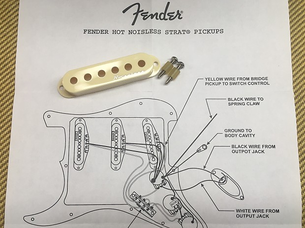 Fender Aged White Noiseless Stratocaster Pickup Cover With Screws & Wiring Diagram image 1