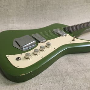 Vintage 1965 Airline Bighorn Green Solid Body Electric Guitar USA Made Kay + Original Gig Bag RARE image 8