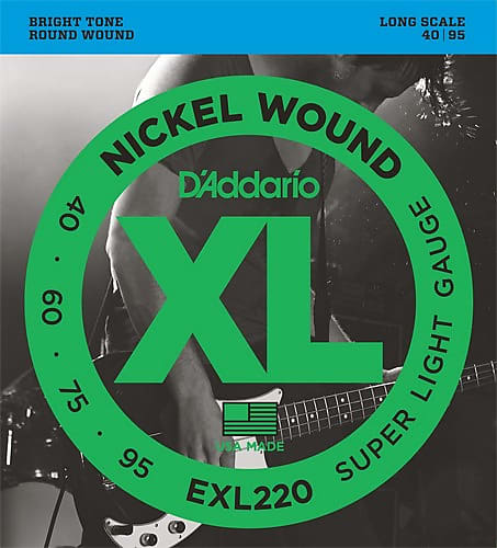 D'Addario EXL220 XL Super Light Nickel Wound Long Scale Electric Bass 4 String Set (40-95)(New) image 1