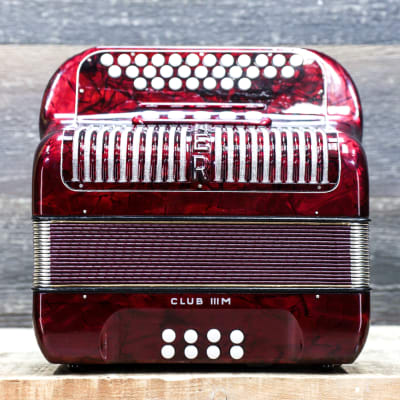 Hohner Club III M 8-Bass 30-Treble Button "C/F" Red Diatonic Accordion w/Case image 1